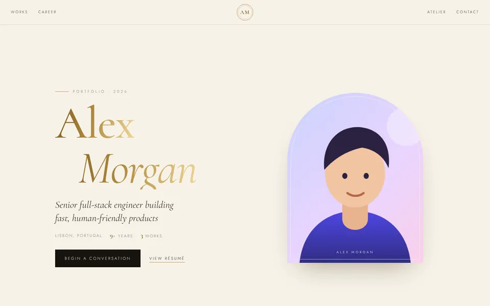 A portfolio in the Maison Or theme